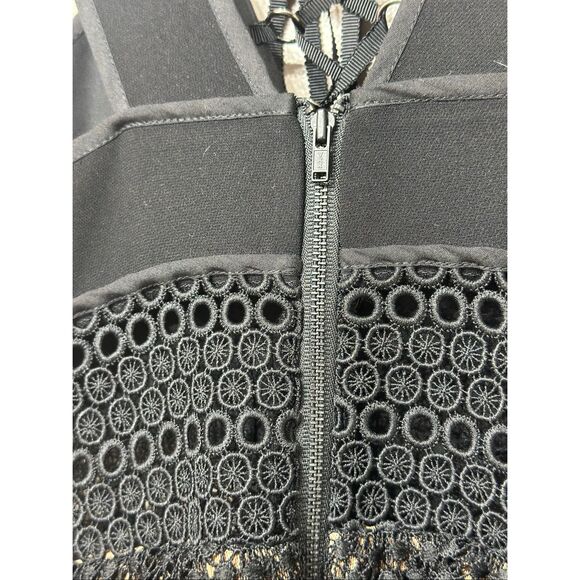 NWOT Self-Portrait Black Lace Up Ruffled Tiered Mini Dress Women's Size 8US - Picture 12 of 12